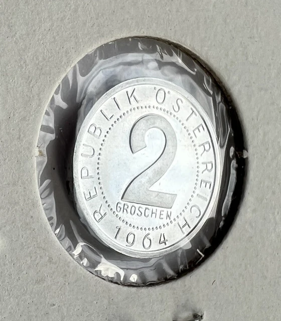 1964 Austria 2 Groschen Coin PROOF    ( Mintage 173K )  World Coin     #K865 4