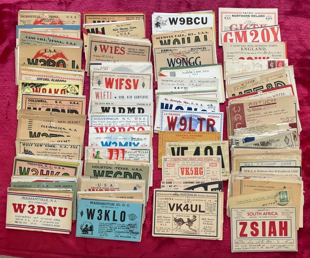 HAM RADIO QSL CARDS -1930s & 40s - LARGE COLLECTION 280 WORLDWIDE CARDS