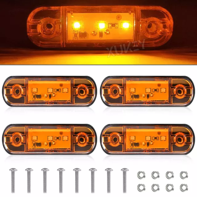 4x 12V 24V LED Begrenzungsleuchten Gelb Blinklicht Umrißleuchte Anhänger LKW RV