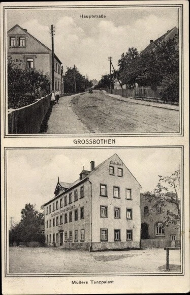 Ak Großbothen Grimma in Sachsen, Hauptstraße, Gasthof, Müllers... - 10418389