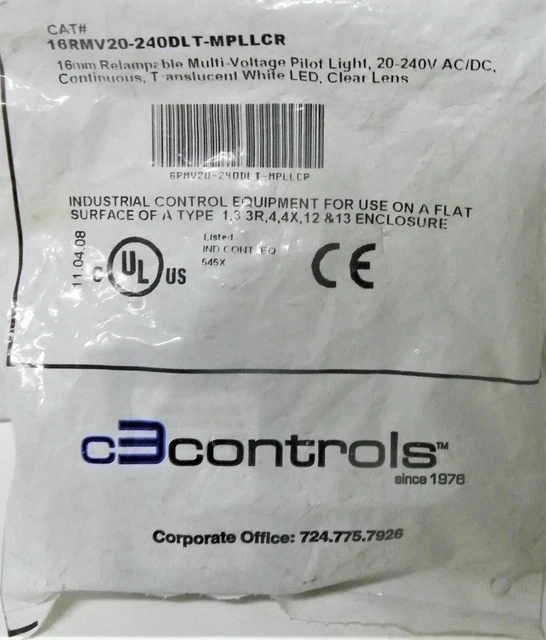 C3 Controls 16Mm Multi Function Pilot Light # 16Rmv20-240Dct-Mpllcr
