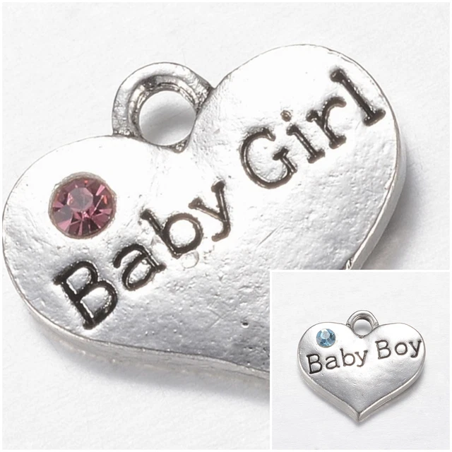 3 Stück Anhänger Charms 16x14mm Charms  Herz Baby  Strassstein Farbe wählbar