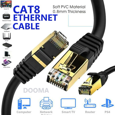 CAT8 Gigabit RJ45 CAVO DI RETE ETHERNET GOLD 40 GB/S-FTP PURO RAME LOTTO REGNO UNITO 