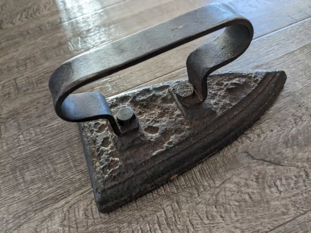 Antique Old World Cast Iron Primitive Metal Handle Flat Iron (Germany)