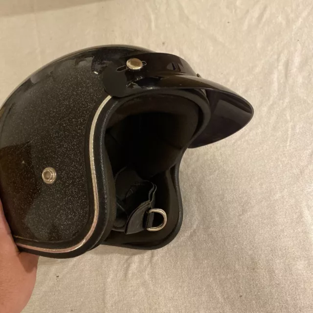 Vintage Medium Black/Gray Sparkle Motorcycle Helmet W Visor