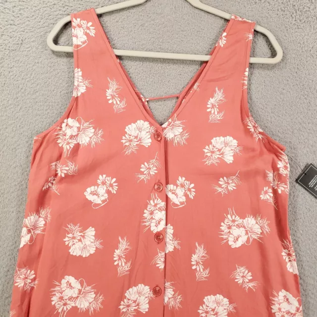 New Volcom Dress Womens Large 10 Floral Mini Shift Button Tank 3