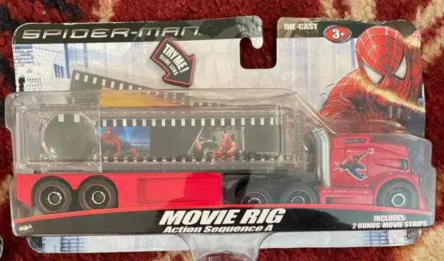 Lot of 2 Spider-Man MOVIE RIG TRUCK Action Sequence A & B with Slide Lens 3