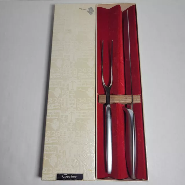Vintage Gerber Legendary Blades Carving Knife Fork Serving Set w Box