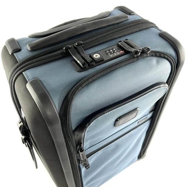 TUMI Alpha 3 International Dual Access Carry On 4 Wheel Expandable Storm Blue 6