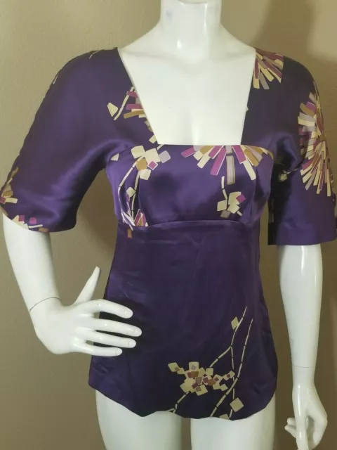 TRINA TURK 100% Silk Purple GORGEOUS Top Blouse~Size S