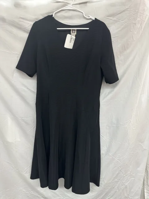 NWT Anne Klein Black Dress Short Sleeve Size 14