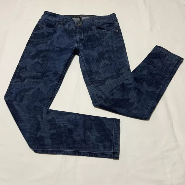 DL1961 Emma Legging Boulder Mid Rise Blue Camouflage Stretch Jeans Women’s Sz 29