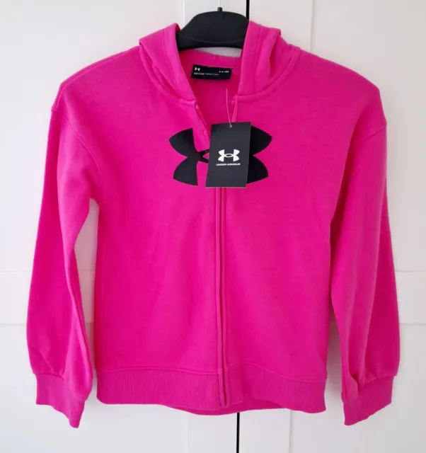 Under Armour Girls Cerise Pink Long Sleeve Hoodie Jacket Top Age 5/6 BNWT