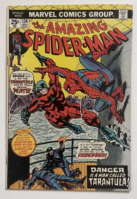 Amazing Spider-Man #134 (Marvel 1974) 1st “Tarantula” 2nd “Punisher”  MVS  NICE!