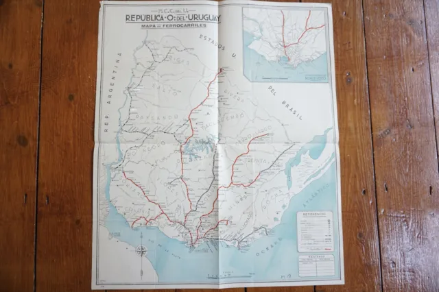 1947 Uruguay Railway Map South America