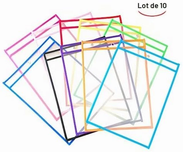 10 PIÈCES POCHETTES Effaçables À Sec Réutilisables En Plastique Pour ...