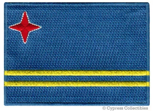 ARUBA FLAG PATCH CARIBBEAN embroidered iron-on EMBLEM VACATION SOUVENIR TRAVEL