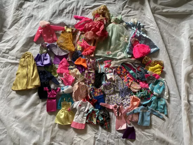 Barbie Doll clothes lot Mix (Some handmade plus doll (60)