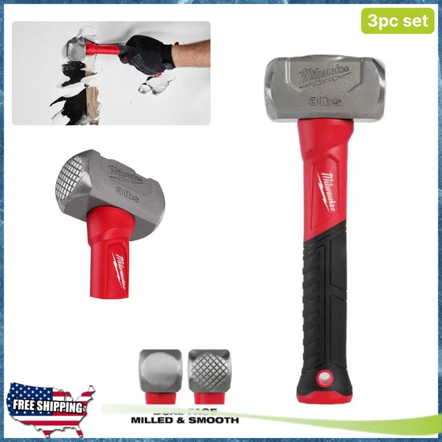 Fiberglass Drilling Hammer Handle Forged Steel Head Milled and Smooth Face 3lbs