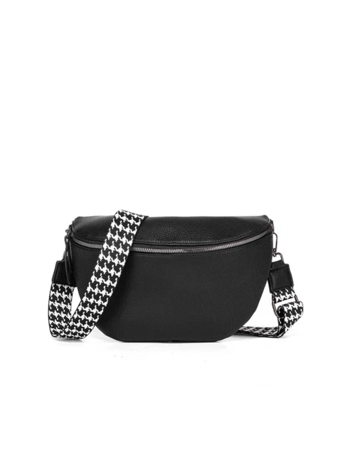 Sac Banane Unisexe Noir Simili Cuir - Réglable, Zippé, Sangle Ajustable, Style Moderne