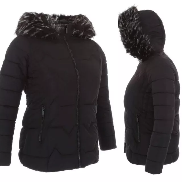 Giubbino cappotto piumino bomber donna cappuccio giubbotto invernale caldo nero