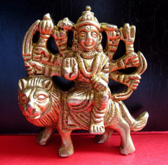 Goddess Durga Maa Sherawal mata - Hindu Lion Goddess -Brass Statue Idol