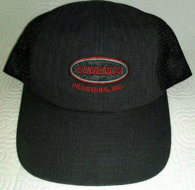 Vtg SUDENGA Black Mesh Snapback Seed/Feed Trucker Hat K-Brand Orange City IA