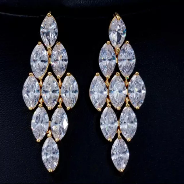 18k Gold Filled Earrings made w Swarovski Crystal Marquise Designer Inspired