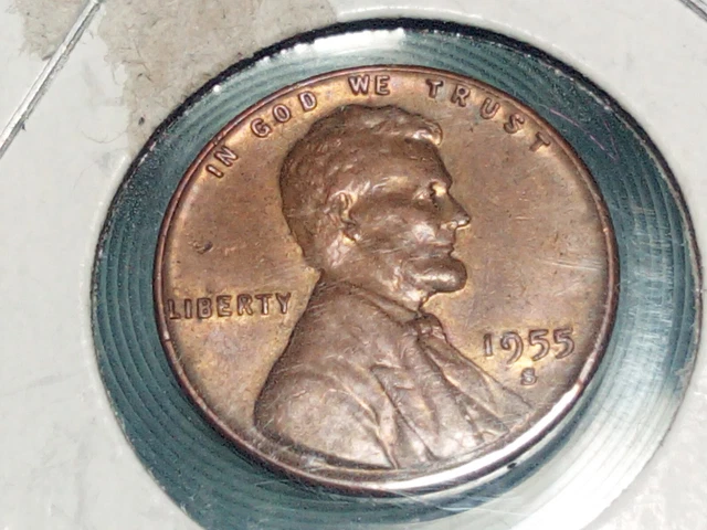 MINT ERROR COIN Lincoln 1c Cent Penny 1955 D Double Rim Reverse