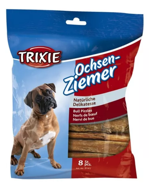Trixie Bull Pizzles Bully Sticks 12 cm - Paquete de 8 golosinas para perros mastica 100 g TX3145