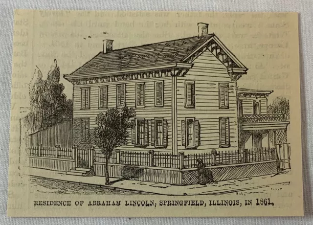Piccolo 1877 Rivista Incisione ~ Residenza Di Abraham Lincoln IN 1861