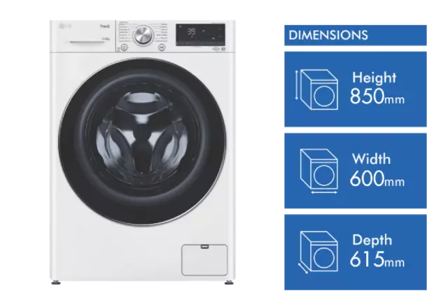 LG 12kg-8kg Combo Front Load Washer Dryer WVC9-1412W 2