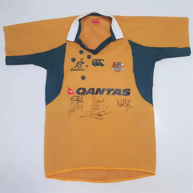 Australia rugby Wallabies Player Issue Match jersey - signed by 6 - RARE!!