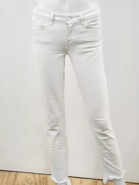 Paige Skyline Ankle Peg Jeans White Size 25 Cotton Blend
