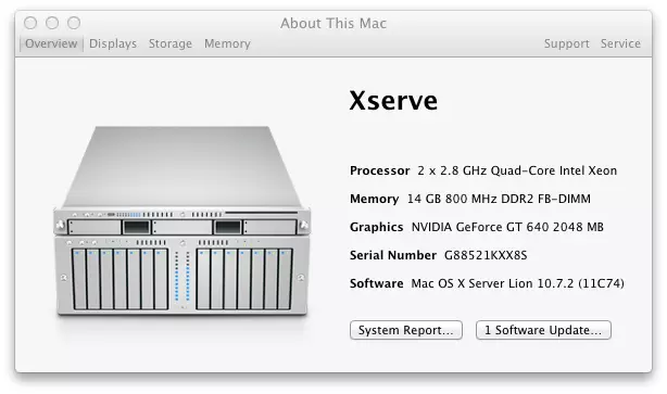 2008 Apple Xserve 2,1 - 2.8 Eight Core - 14GB RAM 900GB SAS RAID - Mac OS 10.7.2 2008 Apple Xserve 2,1 - 2.8 Eight Core - 14GB RAM 900GB SAS RAID - Mac OS 10.7.2