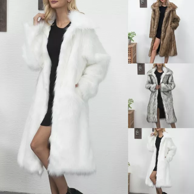 Manteau épais en fausse fourrure pour femmes hiver chaud ample coupe topcoat av