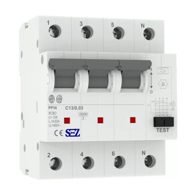 Interrupteur FI/LS FI/LS C13 30mA 4p 10kA RCBO 0090922 Interrupteur combiné...