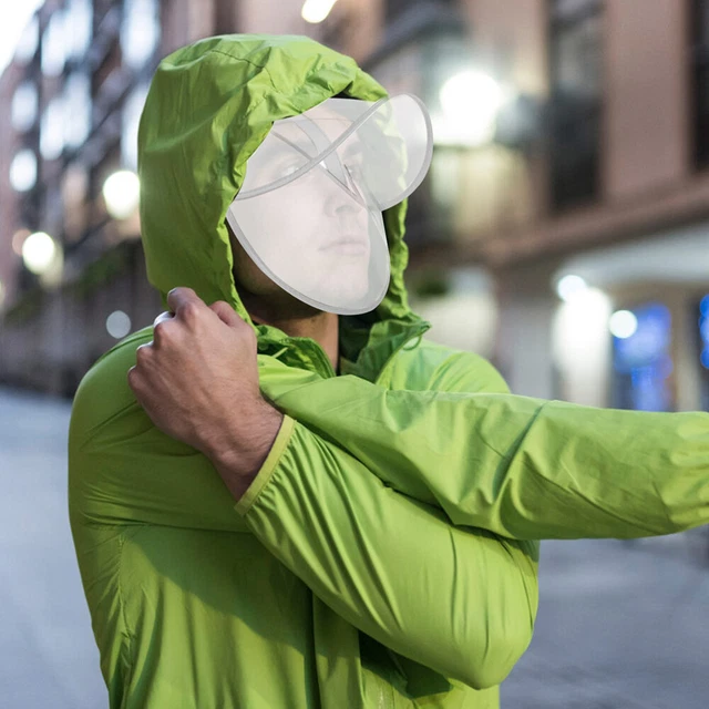 2Pcs Raincoat Hat Shield Rain Poncho Face Protector Transparent Cap Brim