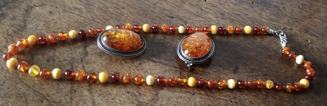 Collier En Véritable Ambre Baltique Naturel - Longueur 53.3-55cm - Couleur Cognac - Artisanal Lituanie