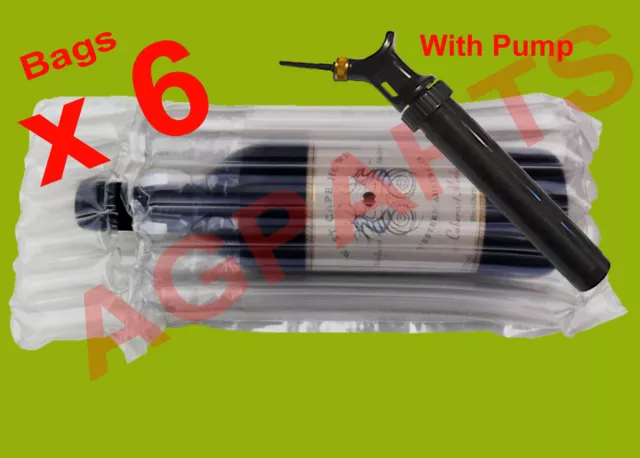 Inflatable Air Packaging Bubble Pack Wrap Bag For Wine Bottle X 6 With Pump