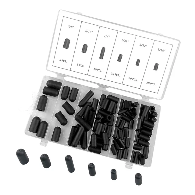 80x Universal Carburetor Vacuum Line Hose Boot Cap Assortment Kit 5/32"- 3/8"