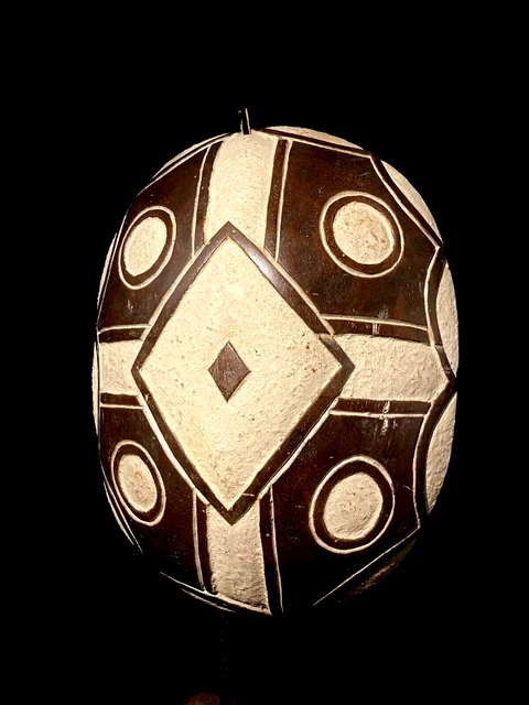 African mask antiques tribal art Face vintage Wood Carved Bamileke Shield -5110