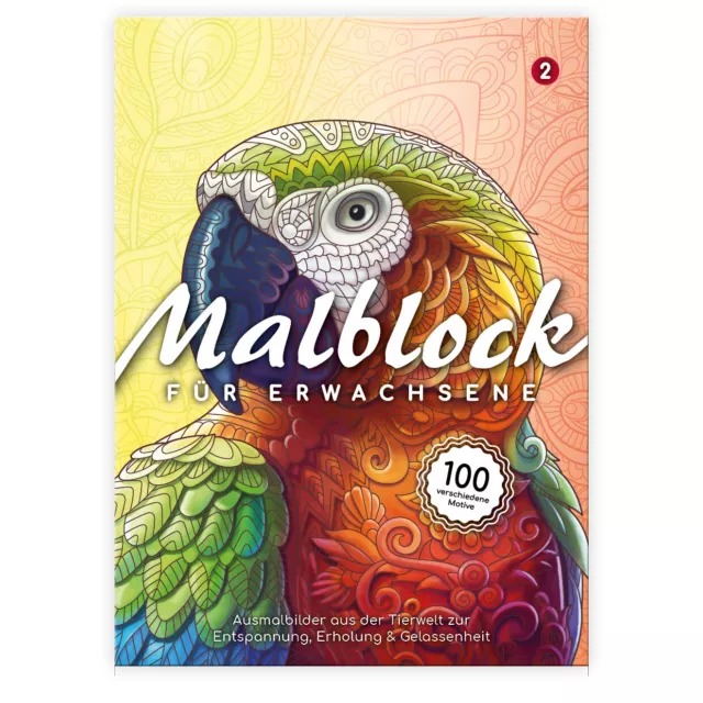Mandala großes Malbuch für Erwachsene 100 Motive Tiere 2 Premium Ausmalbuch A4