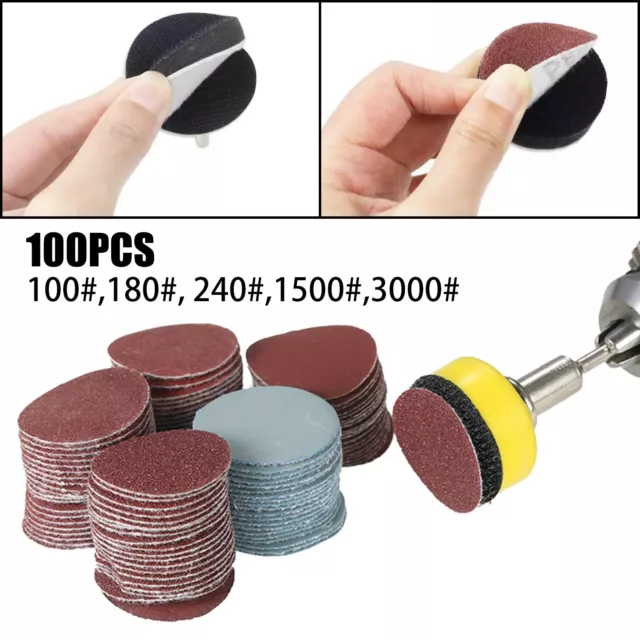 25mm Mini Sanding Discs Hook&Loop Back 100pcs With Backing Pad With 1/8 Shank UK