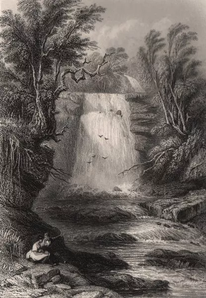 The Birks of Aberfeldy, Perth & Kinross. Scotland. DUNCAN c1840 old print