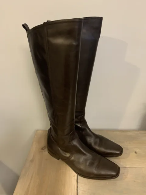 AQUATALIA DARK BROWN Leather Knee High Boots, Women’s Size 8B - Great ...