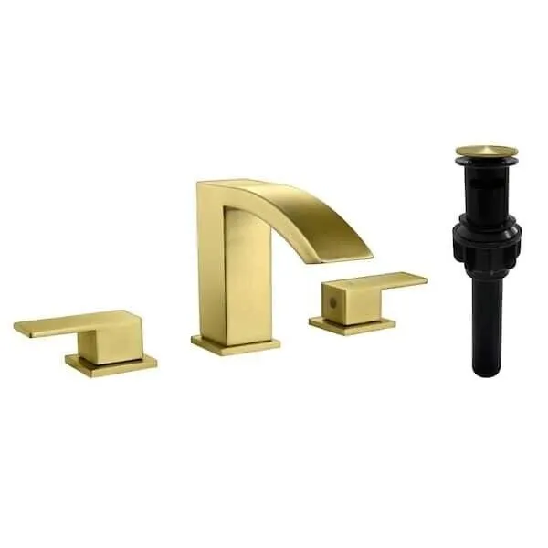 Ukishiro Dowell 2 Handle Widespread Bathroom Faucet Brushed Gold 1404BG