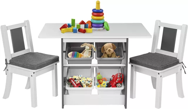 ONVAYA® Kindertisch-Set mit Stühlen | Kindersitzgruppe + Stauraum | Kindermöbel