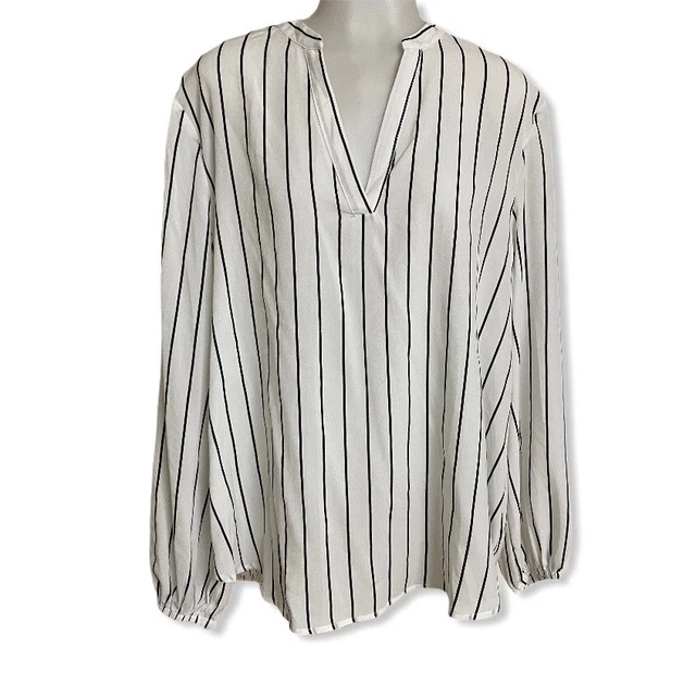 Body-Chemisier Noir Et Blanc à Rayures - Col V - Taille XS - Marque SheIn - Occasion Très Bon État