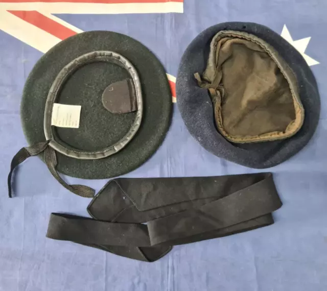 1944 Australian army  beret, black tie & Green 2008 beret Castlemaine
